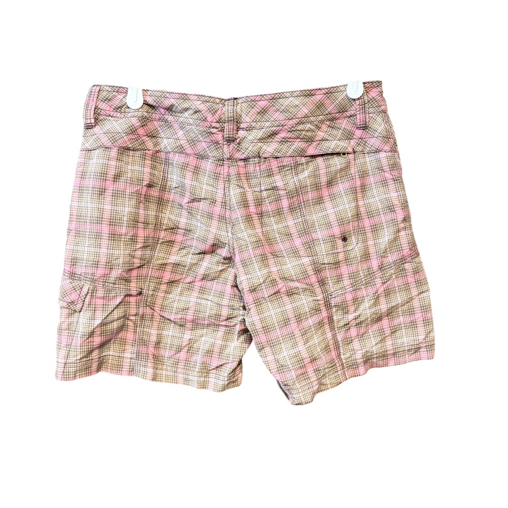 The North Face Womens y2k Pink Brown Plaid Hiking Utility Cargo Shorts Size 10 - Picture 3 of 5